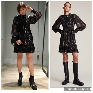 ALLSAINTS Ayla Vimur long sleeves floral mini Dress size 0